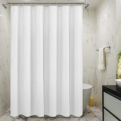 Embossed Microfiber Shower Curtain Liner 71 x 96, White | Extra Long, Machine Washable, Bottom Magnets, Water Repellent, 71x96 inches Soft Fabric Shower Curtain for Bathroom - color: White, size: 71"W x 96"L (Pack of 1)