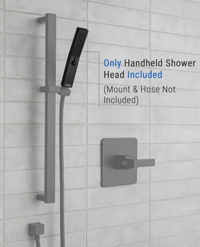 G-Promise All Metal Square 3 Function Handheld Shower Head(Matte Black) | All Metal Construction, 3 Function Modes with Massage, Modern Look, Push Switch, Easy Installation - color: Matte Black, style: Square