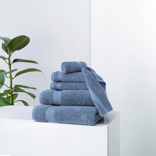 CTT - Luxury 6 Piece Towel Set, 100% Turkish Cotton, Quick Drying, Highly Absorbent & Comfy, Includes 2 Bath Towels, 2 Hand Towels & 2 Washcloths | (Blue) - color: Blue, size: 6-Piece Towel Set