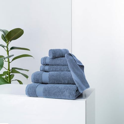 CTT - Luxury 6 Piece Towel Set, 100% Turkish Cotton, Quick Drying, Highly Absorbent & Comfy, Includes 2 Bath Towels, 2 Hand Towels & 2 Washcloths | (Blue) - color: Blue, size: 6-Piece Towel Set