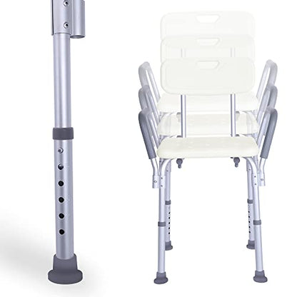 Winado Medical Shower Chair Bath Seat with Padded Armrests & Backrest & Adjustable Legs, Supports up to 450 lbs, Bathtub Safety and Support, White - size: White+Padded Armrests