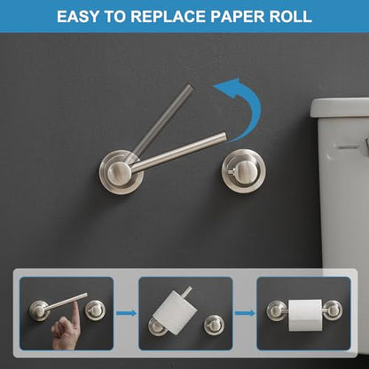 RUMOSE Pivoting Toilet Paper Holder and Hand Towel Ring, Brushed Nickel | Wall Mount, Bathroom Hardware Accessories 2 PCS Set, Toilet Tissue Roll Holder & Towel Hanger, Rustproof, Stainless Steel - color: Brushed Nickel