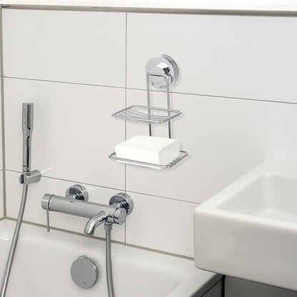 DOITOOL Soap Holder with Drainage Holes Stainless Steel Double Layer with Powerful Suction Cup, Rust Proof Soap Dish for Bathroom and Kitchen Wall Mount