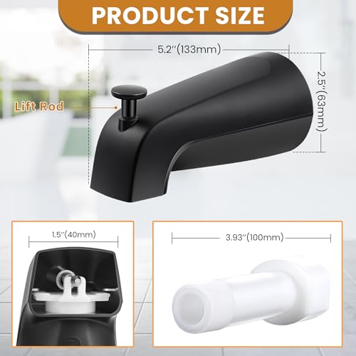 Dreyoo Tub Spout, Tub Faucet for Bathtub (Matte Black,Simple) | Bathroom Bathtub Faucet with Adapters, Hex Wrench, Universal Faucet for Bathtub Fits 1/2" Copper Pipe, 1/2" IPS and 3/9" IPS - color: Matte Black, style: Simple