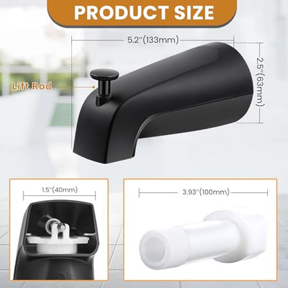 Dreyoo Tub Spout, Tub Faucet for Bathtub (Matte Black,Simple) | Bathroom Bathtub Faucet with Adapters, Hex Wrench, Universal Faucet for Bathtub Fits 1/2" Copper Pipe, 1/2" IPS and 3/9" IPS - color: Matte Black, style: Simple