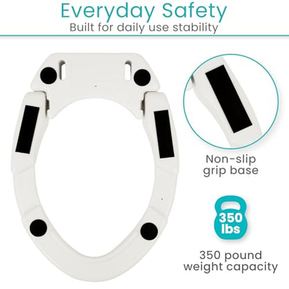 Vive Raised Toilet Seat (Standard, Adds 3.5 Inches) - Elevated Toilet Seat Riser & Extender for Seniors & Handicap - High Rise Toilet Extension for Elderly - Portable Commode Toilet Booster for Adults | Riser & Extender for Seniors & Handicap - High Rise
