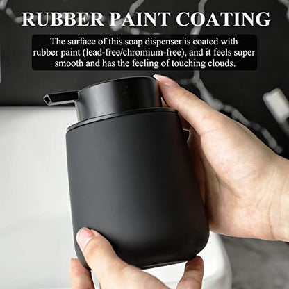 Bosilunlife 12Oz Ceramic Foam Soap Dispenser for Bathroom Kitchen Counter | Premium countertop foam pump creates delicate dense foam, stable desktop placement, Rubber Paint Black - color: Rubber Black
