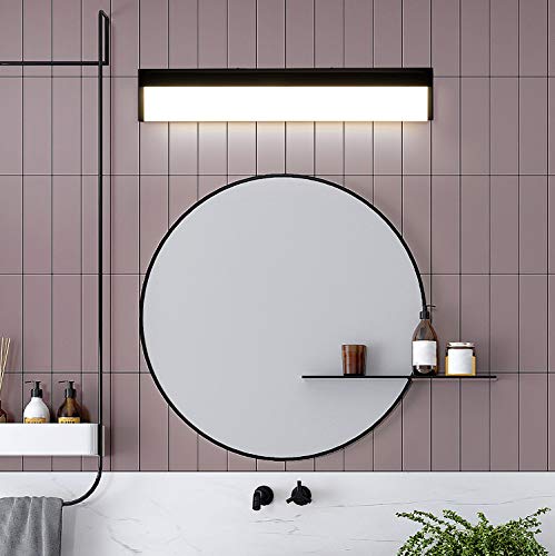 LED Bathroom Vanity Light Fixture Over Mirror 24.4 inch Modern Rectangle Black Matte Metal Lighting Bar 4000K Daylight Wall Sconce (Black) - color: Black, size: 24 inch