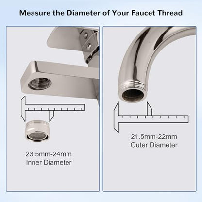 Hibbent 2 PACK Faucet to Dishwasher Adapter, Quick-Connect Dishwasher Snap-On Connection, with Swivel Ball Joint and Faucet Aerator, Male 15/16 Inch and Female 55/64 Inch, Brushed Nickel - color: Brushed Nickel