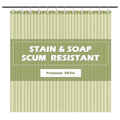 EHZNZIE Sage Shower Curtain Liner 72x72, PEVA Waterproof Bath Curtain, No Chemical Smell, 3 Weighted Magnets, Durable with Rustproof Metal Grommets - color: Sage, size: 72"W x 72"L (Pack of 1)