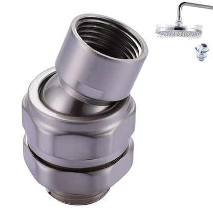 Shower Head Swivel Ball Adapter, Solid Brass Adjustable Shower Arm Connector, Polished Chrome Finish (Gray) - color: Gray