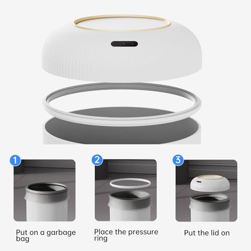 URALFA Motion Sensor Trash Can with Lid, 3 Gallon / 11 L Automatic Bathroom Trash Can, Touchless Trash Bin, Smart Plastic Garbage Can for Bedroom, Kitchen, Living Room, Office, White - color: White, style: Automatic