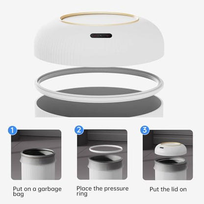 URALFA Motion Sensor Trash Can with Lid, 3 Gallon / 11 L Automatic Bathroom Trash Can, Touchless Trash Bin, Smart Plastic Garbage Can for Bedroom, Kitchen, Living Room, Office, White - color: White, style: Automatic