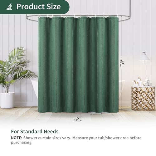 Dark Green Shower Curtain Boho, Cotton Blend Waffle Shower Curtain Textured, Fabric Shower Curtains for Bathroom, Hotel, 72 x 72 - color: Dark Green, size: 72"W x 72"L (Pack of 1)