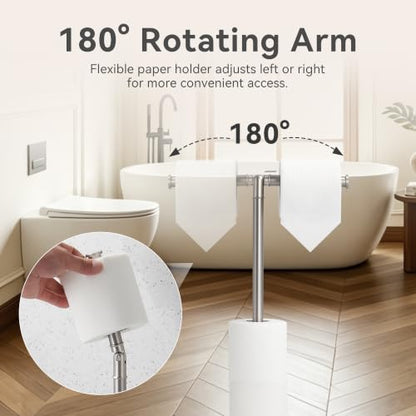 Toilet Paper Holder Stand Freestanding, Heavy Duty Bathroom Tissue Holder Brushed Nickel - color: Brushed Nickel
