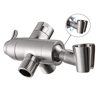 Shower Arm Diverter with Handshower Mount, G1/2 Brass Shower Diverter Valve Bathroom Universal Shower System Replacement for Handheld Shower and Fixed Shower Head, Brushed Nickel - color: Brushed Nickel