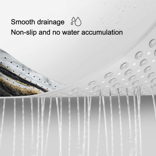 LNOND Marble Bath Tub Mat Non Slip, Extra Long 40 X 16 Inch Anti Slip Mat for Bathtub, Black Grey Marble Shower Mat with Drain Holes and Suction Cups, Machine Washable - color: Blue Marble