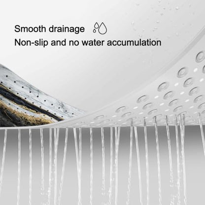LNOND Marble Bath Tub Mat Non Slip, Extra Long 40 X 16 Inch Anti Slip Mat for Bathtub, Black Grey Marble Shower Mat with Drain Holes and Suction Cups, Machine Washable - color: Blue Marble