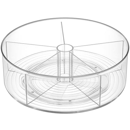 Divided Lazy Susan Turntable Organizer, 11.5" Clear Round Lazy Susan | Rotating Turntable Organizer, Plastic Lazy Susan Turntable, Rotating Storage Container Tray for Pantry, Fridge and Kitchen - size: 1 Pack - 11.5in 5 Section