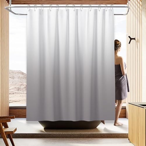Shower Curtain Sets with Rugs and Adjustable Toilet Seat Cover | 4 Pcs Gray Bathroom Sets with Shower Curtain and Rugs and Microfiber Toilet Lid Cover - color: Grey
