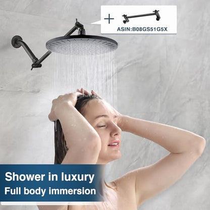 BRIGHT SHOWERS Rain Shower Head, 9 Inch High Pressure Waterfall Showerhead with Adjustable Angle and Anti-clogging Silicone Nozzles, Luxury Bathroom Overhead Shower, Oil-Rubbed Bronze - color: Oil Rubbed Bronze