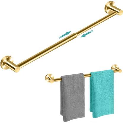MGahyi Adjustable Stainless Steel Towel Racks for Bathroom 13.18-24In | Rustproof Single Towel Bar Wall Mounted, Sturdy & Space-Saving Towel Holder Rod for Bathroom Accessories, Gold - color: Gold