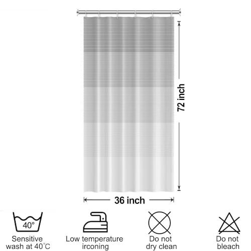 Boho White Gray Striped Stall RV Shower Curtain 36" Wx72 L | Black Bohemian Geometric, Polyester Waterproof, Machine Washable, Bathroom Small Curtain, Easy to Install with 6 Hooks - color: Grey, size: 36"W x 72"L (Pack of 1)