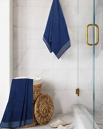 BELIZZI HOME Ultra Soft 2 Pack Oversized Bath Towel Set, 28x55 inches, 100% Cotton, Navy Blue - color: Navy Blue