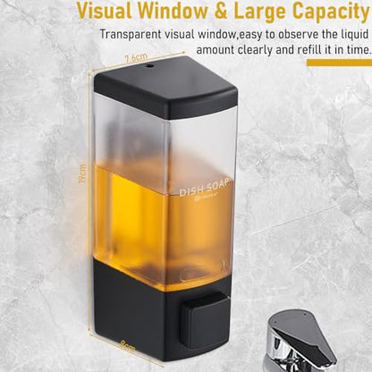 Pollock Shampoo and Conditioner Dispenser 1 Chamber * 500ML | Shower Soap Dispenser Wall Mounted, Body Wash Dispenser No Drill, Refillable Shower Dispenser for Bathroom - color: Blk-zt-53-b1