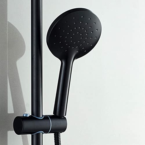 Thermostatic Shower System Bathroom, Wall Mounted Shower Set Modern with Overhead Shower Head, Adjustable Shower Mixer Set for Hotel Gym,Silver,Black - color: Black