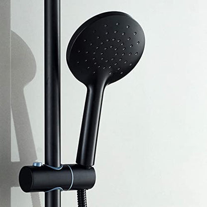 Thermostatic Shower System Bathroom, Wall Mounted Shower Set Modern with Overhead Shower Head, Adjustable Shower Mixer Set for Hotel Gym,Silver,Black - color: Black