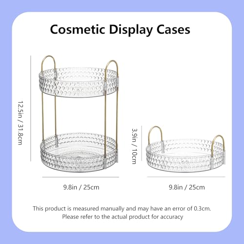 360° Rotating Makeup Organizer, 2-Tier Large Capacity Cosmetic Storage Rack for Bathroom Countertop & Vanity, Clear Acrylic Holder for Skincare, Perfume & Beauty Essentials