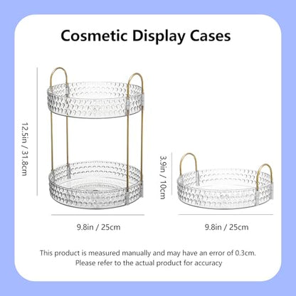 360° Rotating Makeup Organizer, 2-Tier Large Capacity Cosmetic Storage Rack for Bathroom Countertop & Vanity, Clear Acrylic Holder for Skincare, Perfume & Beauty Essentials