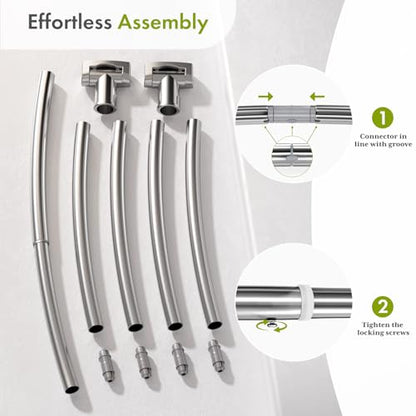 AmazerBath 20-84 Inches Arched Curved Shower Curtain Rod, Heavy Duty Shower Rod Rust Proof Bathroom Curtain Rod, Adjustable Telescoping Design Easy Segmented Installation, Need to Drill, Chrome - color: Chrome