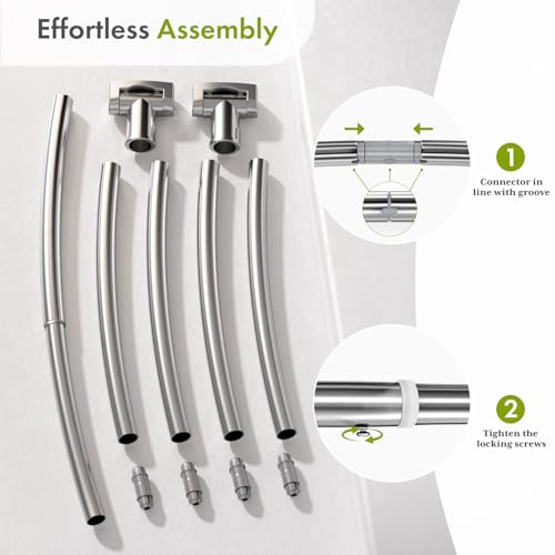 AmazerBath 20-84 Inches Arched Curved Shower Curtain Rod, Heavy Duty Shower Rod Rust Proof Bathroom Curtain Rod, Adjustable Telescoping Design Easy Segmented Installation, Need to Drill, Chrome - color: Chrome