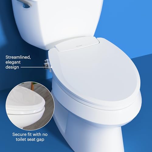 Brondell Bidet Toilet Seat Non-Electric Swash Ecoseat, Fits Elongated Toilets, White - Dual Nozzle System, Ambient Water Temperature - Bidet with Easy Installation - size: Elongated, style: S101