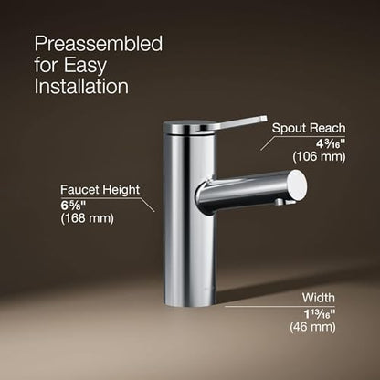 Kohler K-35048-4-BL Elate® Single-Handle Bathroom Sink Faucet, Bathroom Faucets, 1.2 GPM, Matte Black - color: Matte Black, size: 1.2 GPM
