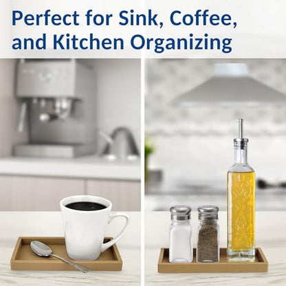 Countertop & Vanity Silicone Tray - Small 7.7" Kitchen Soap Tray | Kitchen Sink Soap Tray, Dish Soap Tray for Kitchen Counter, Bathroom Tray, Silicone Soap Dispenser Tray & Sponge Holder - color: Latte Tan, size: Small 7.7”