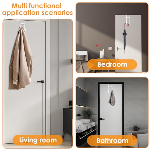 Over The Door Hooks, 2 Pack Dual-Hook 5" Long Door Hangers with Non-Slip PVC Coating for Clothes, Hats, Towel, Bags for Bathroom Bedroom Kitchen, Fits Most 1.2" - 1.4" Width Interior Doors - style: 2 Pack Style
