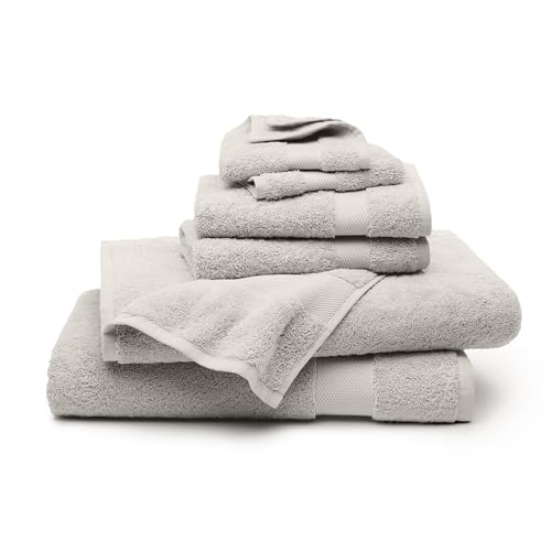 BOLL & BRANCH Plush Bath Sheet Set - Pewter - 6 Piece - Includes 2 Oversized Bath Sheets, 2 Hand Towels & 2 Washcloths - 100% Organic Cotton - Ultra Soft & Luxurious - Quick Absorbing - color: Pewter, size: Bath Sheet Set