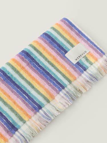 WENSHUO Monet Rainbow Striped Hand Towel,100% Combed Cotton,Soft Absorbent | Zero-twist construction. Gentle on skin. Chic decor aesthetic. Easy care, fade-resistant, machine washable. 29x13", 1-pk - color: Monet Water Lilies-s, size: 29.53" L × 13.39" W
