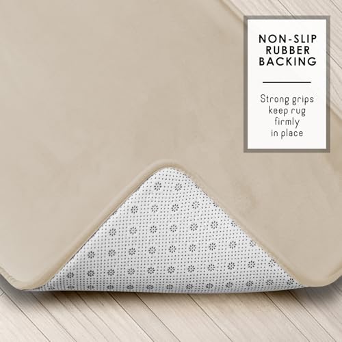 Clara Clark Bathroom Rugs, Velvet Memory Foam Bath Mat, Non-Slip Bath Rugs, Machine Wash, Dries Quickly, Ultra Soft Plush Bath Mats for Bathroom, - color: Linen