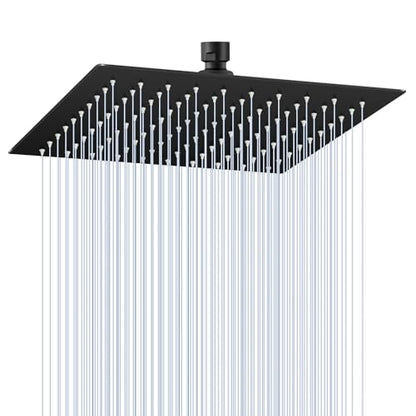 10 Inch Matte Black Rain Shower Head - All Metal Stainless Steel 304, Ultra Thin Design, Modern Bathroom Square Rainfall Showerheads - Full Body Coverage Bath Shower - color: B-Matte Black, size: 10 Inch Square