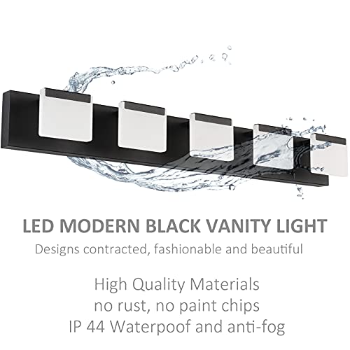Ralbay LED Modern Bathroom Vanity Light - 5 Light Acrylic Matte Black Vanity Lighting Fixture - color: Black, size: 5-Light