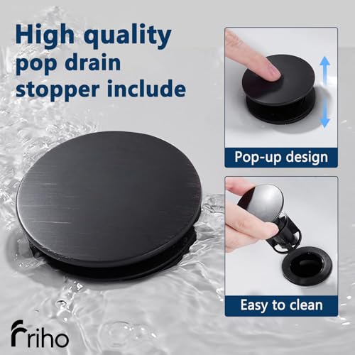 Friho 4 Inch Centerset Bathroom Faucet Oil Rubbed Bronze, 3 Hole Lead-Free 2-Handle RV Commercial Vanity Faucet with Drain Stopper & Supply Hoses - color: Oil Rubbed Bronze