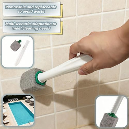 Pumice Toilet Brush Scrubber with 9.5” Handle - 1 Scrubber + 4 Pumice Stones - Remove Hard Water Stains, Rust & Lime from Toilet, Tub, Tile, Grill & Pool - No-Scratch, Easy Grip