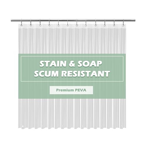 EHZNZIE Crystal Clear Shower Curtain Liner 48x72, PEVA Waterproof Bath Curtain, No Chemical Smell, Weighted Magnets, Durable with 8 Rustproof Metal Grommets - color: Clear, size: 48"W x 72"L (Pack of 1)