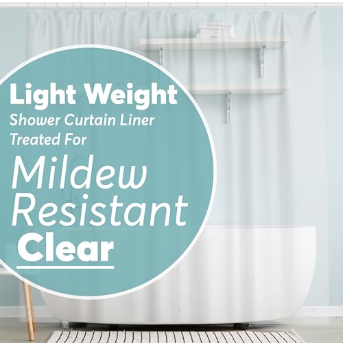 BigFoot Shower Curtain Liner – 72 x 72 PEVA Light Weight Shower Curtain with 12 Rustproof Metal Grommet and 3 Magnetic Weights – Odor Free and Compatible with Standard Showers, Clear - color: 1c Peva Clear Lightweight, size: 72"W x 72"L (Pack of 1)