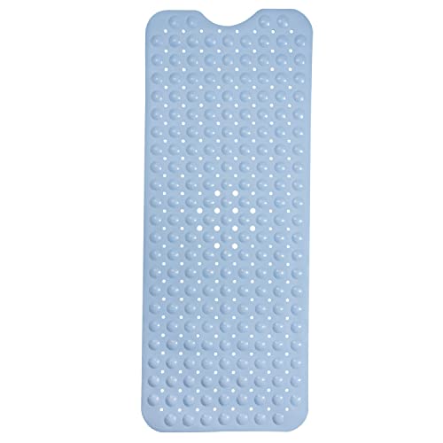 ENKOSI Non-Slip Bath Mat - Extra Long 40 x 16 Inch Large Anti-Slip Tub & Shower Mat with Suction Cups and Drain Holes for Bathroom Bathtub Safety and Decor (40x16 Aqua Blue) - color: Aqua Blue