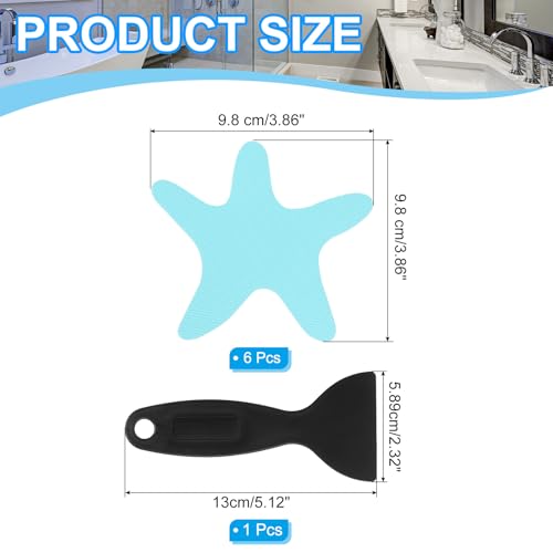 PATIKIL Bathtub Non Slip Stickers 3.86x3.86 Inch, 6 Pack Starfish Safety Shower Floor Anti Slip Stickers with Adhesive Decals Scraper for Bath Tub Shower Floor Stair, Blue - color: Blue